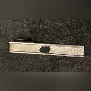 Vintage Dante Tie Bar Clip Black Stone & Sterling Silver EUC